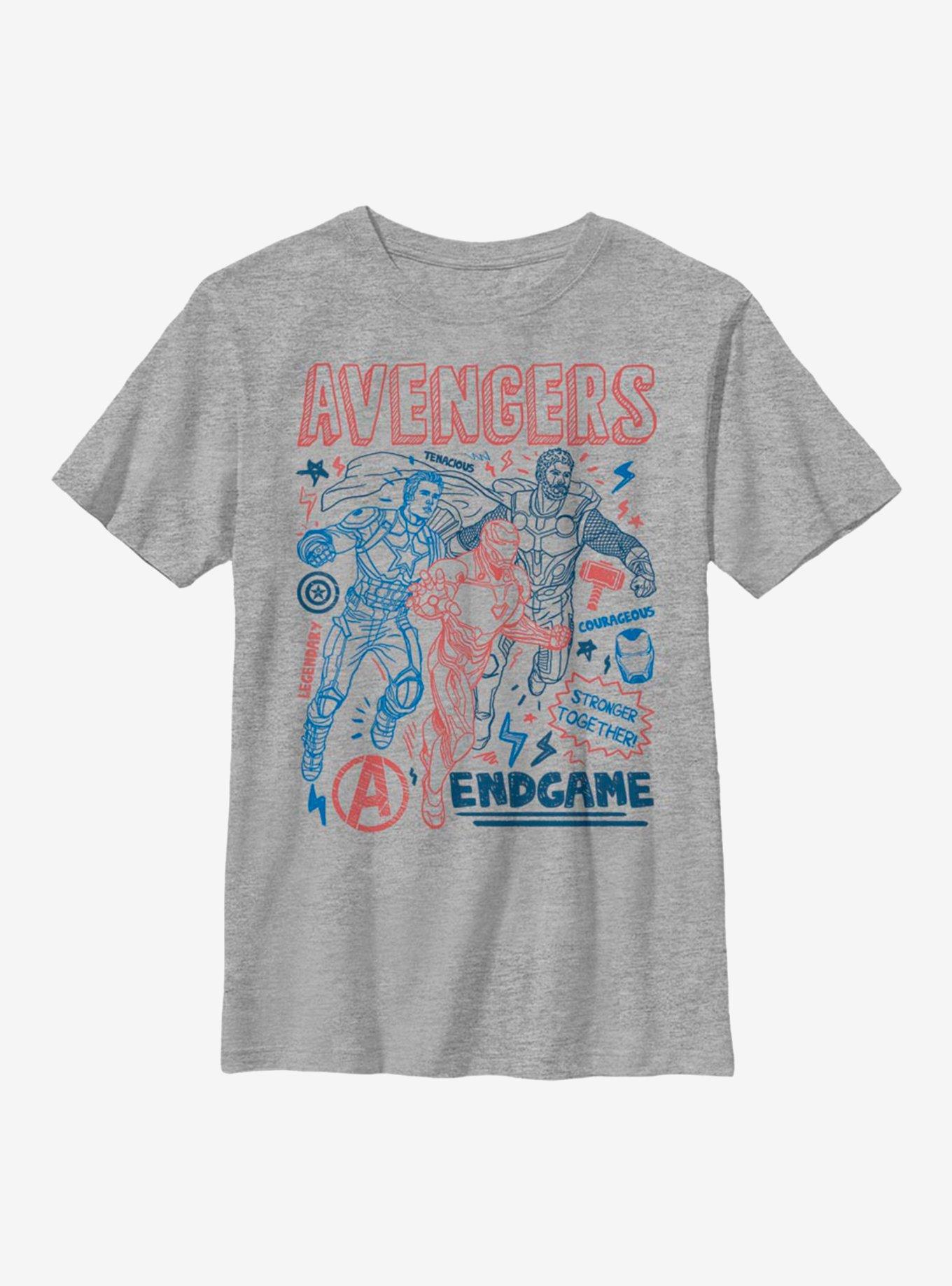 Marvel Avengers Earths Mightiest Doodles Youth T-Shirt, , hi-res