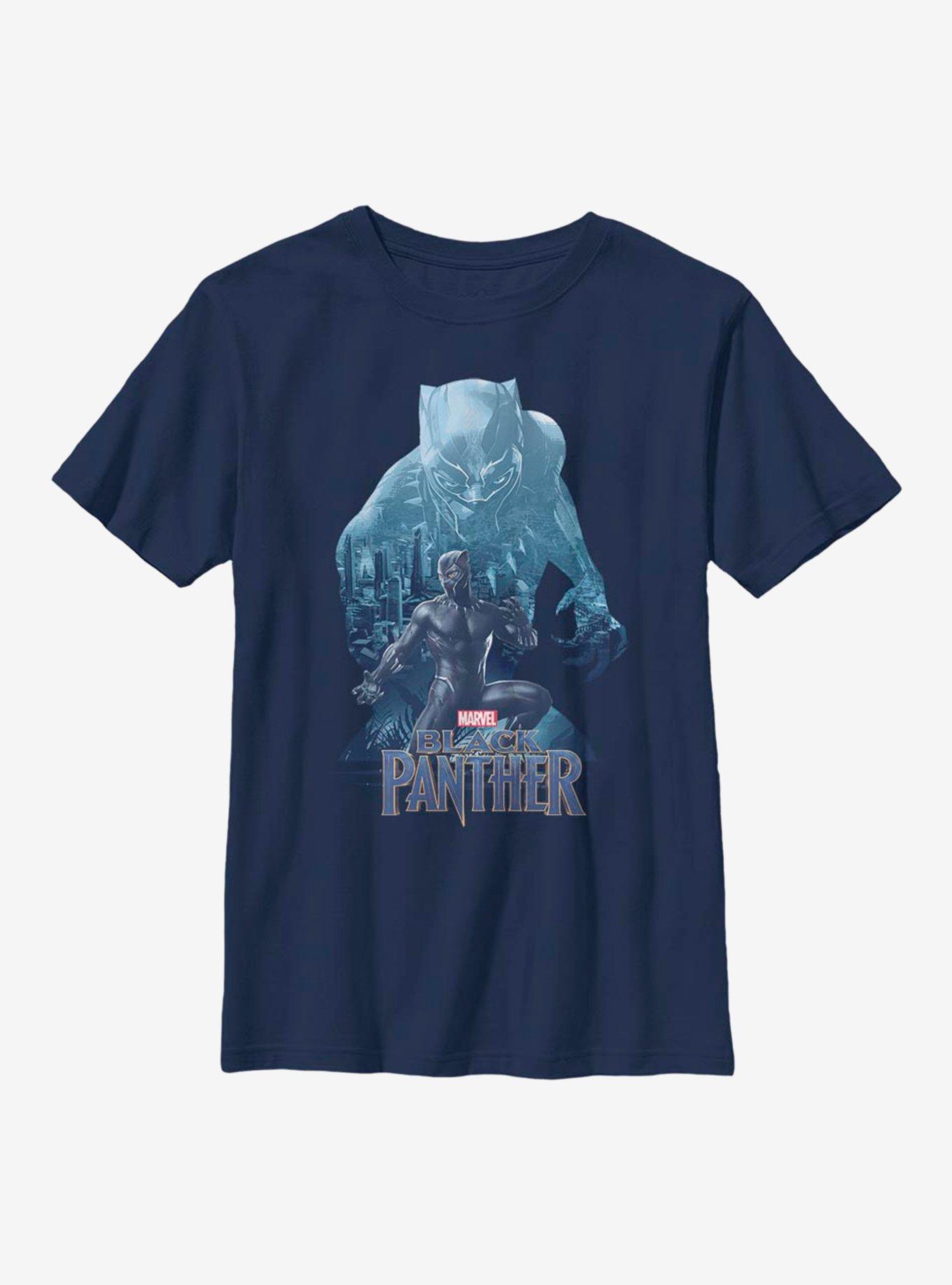 Marvel Black Panther Blue Action Pose Youth T-Shirt, , hi-res