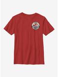 Jurassic Park Park Ranger Tan Badge Youth T-Shirt, RED, hi-res