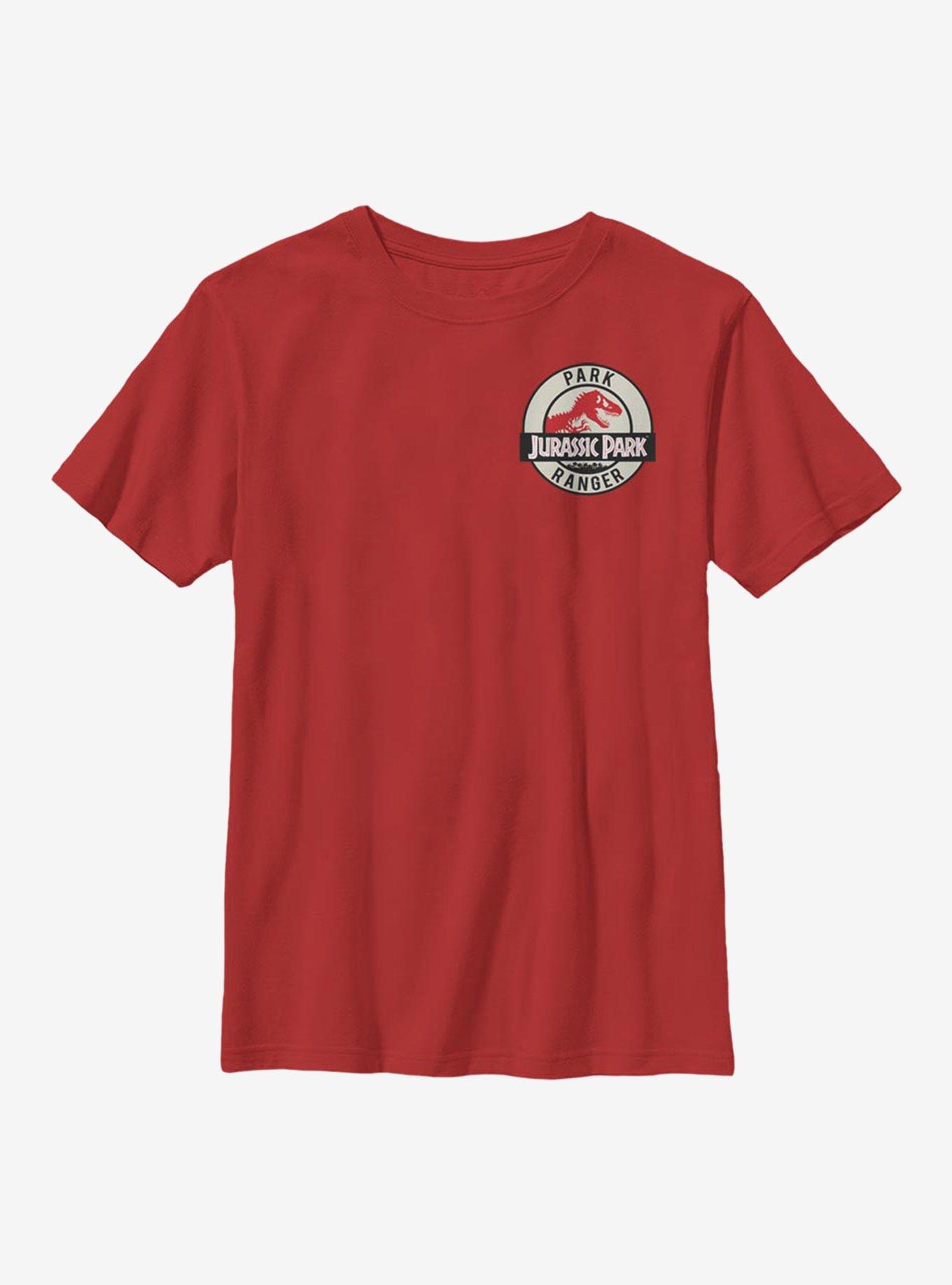 Jurassic Park Park Ranger Tan Badge Youth T-Shirt RED BoxLunch
