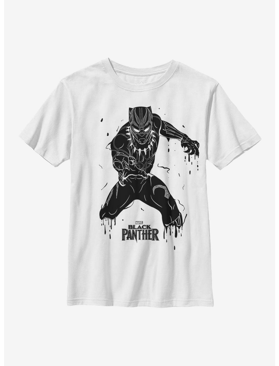 Marvel Black Panther Splatter Art Youth T-Shirt, WHITE, hi-res
