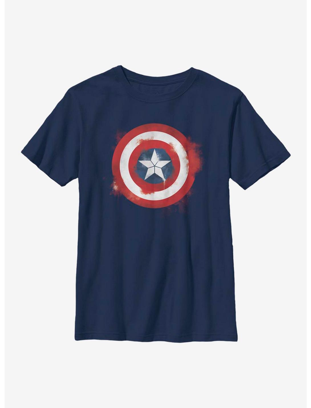 Marvel Captain America Spray Logo Youth T-Shirt, NAVY, hi-res