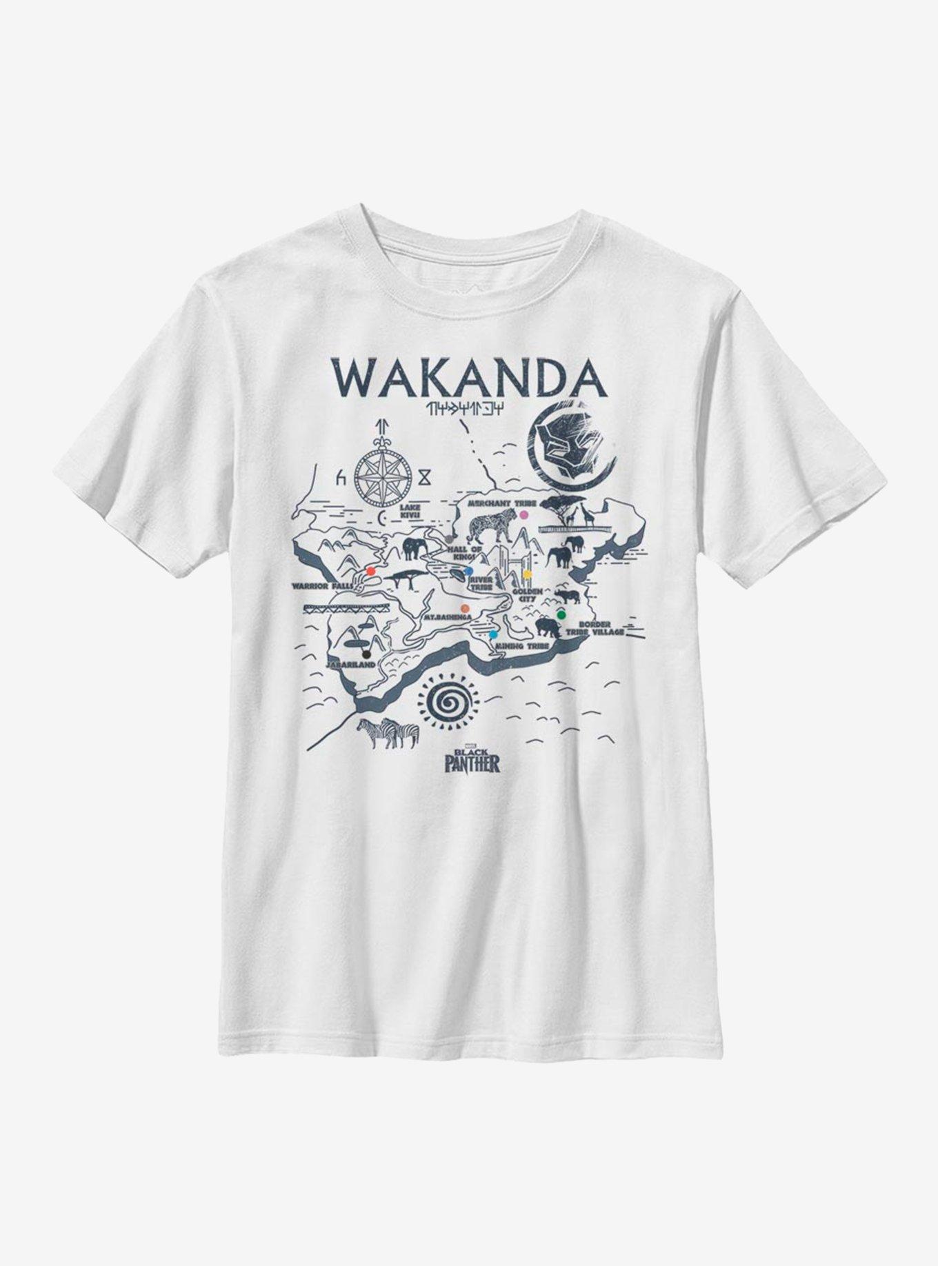 Marvel Black Panther Wakanda Map Youth T-Shirt, WHITE, hi-res