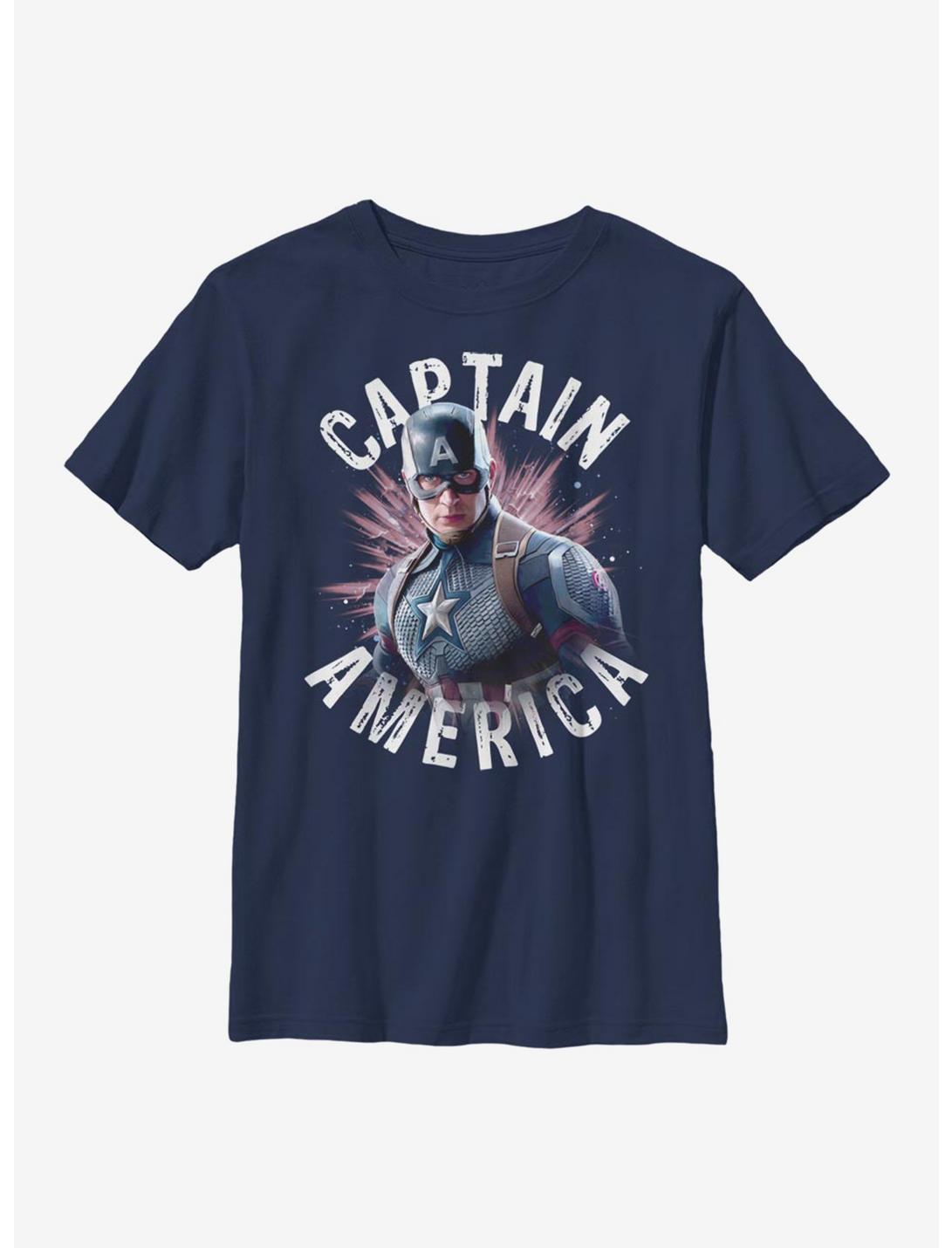 Marvel Captain America Cap Burst Youth T-Shirt, NAVY, hi-res