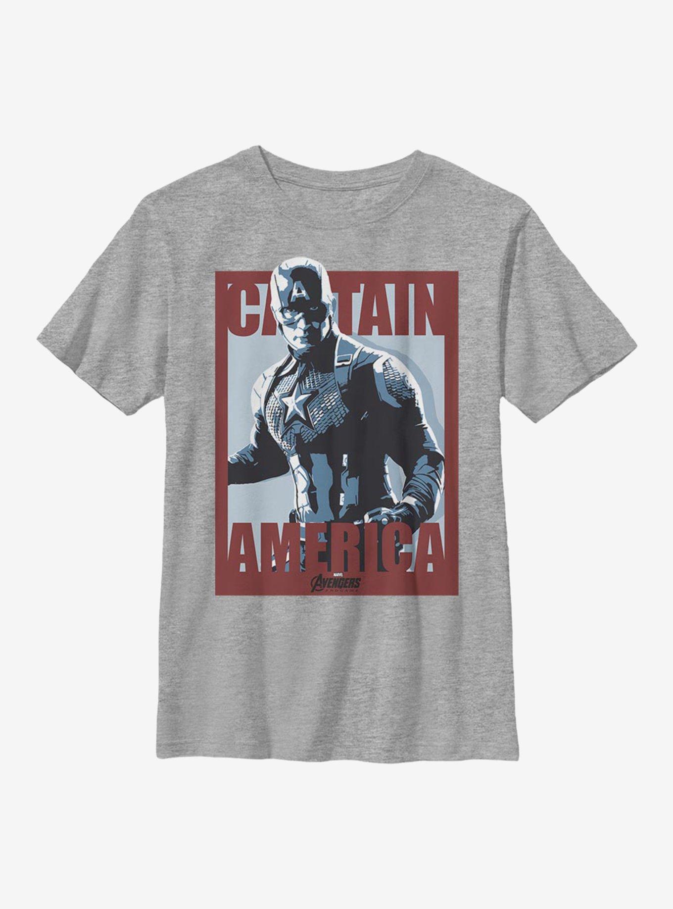 Marvel Captain America Cap Poster Youth T-Shirt, ATH HTR, hi-res