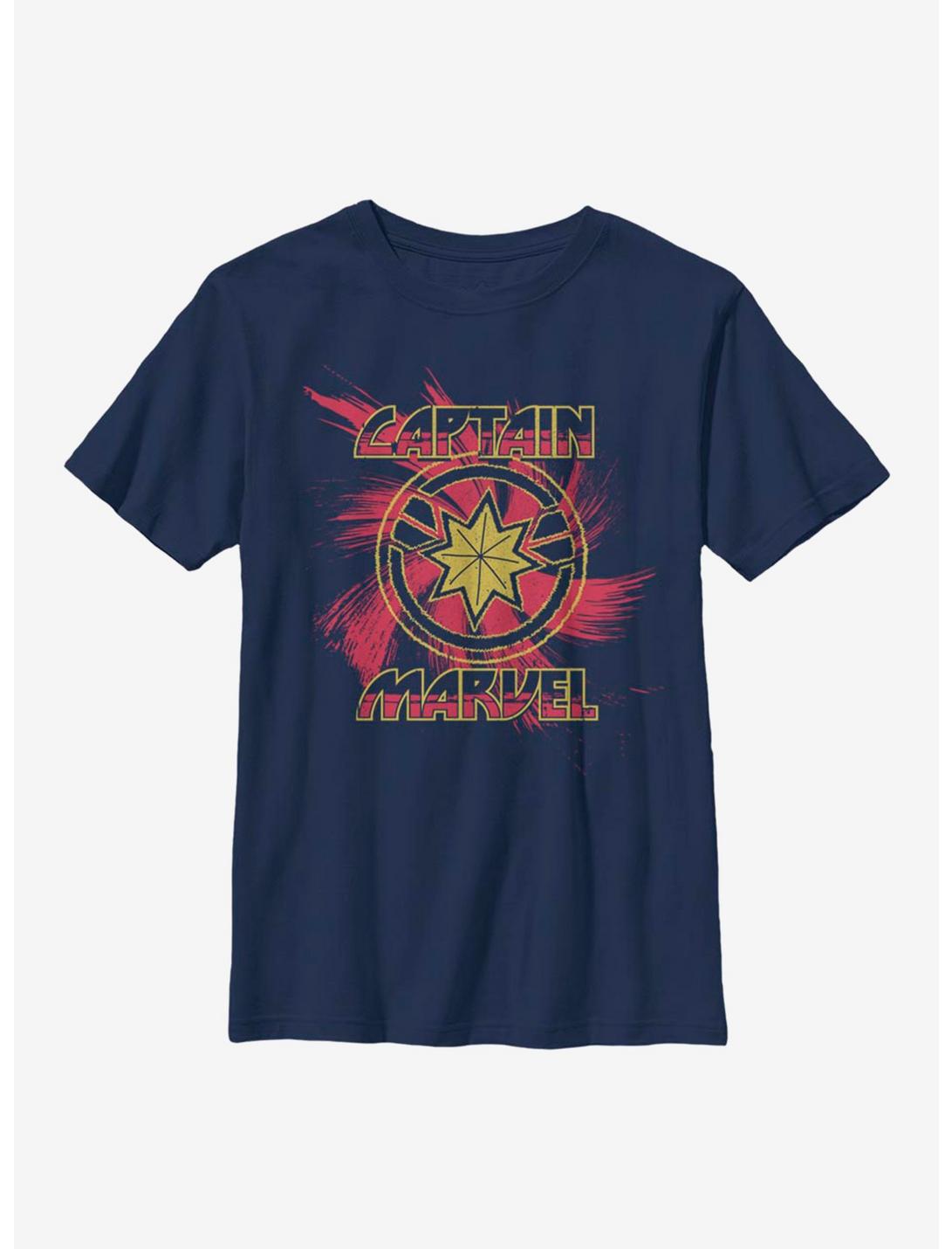 Marvel Captain Marvel Swirl Youth T-Shirt, NAVY, hi-res