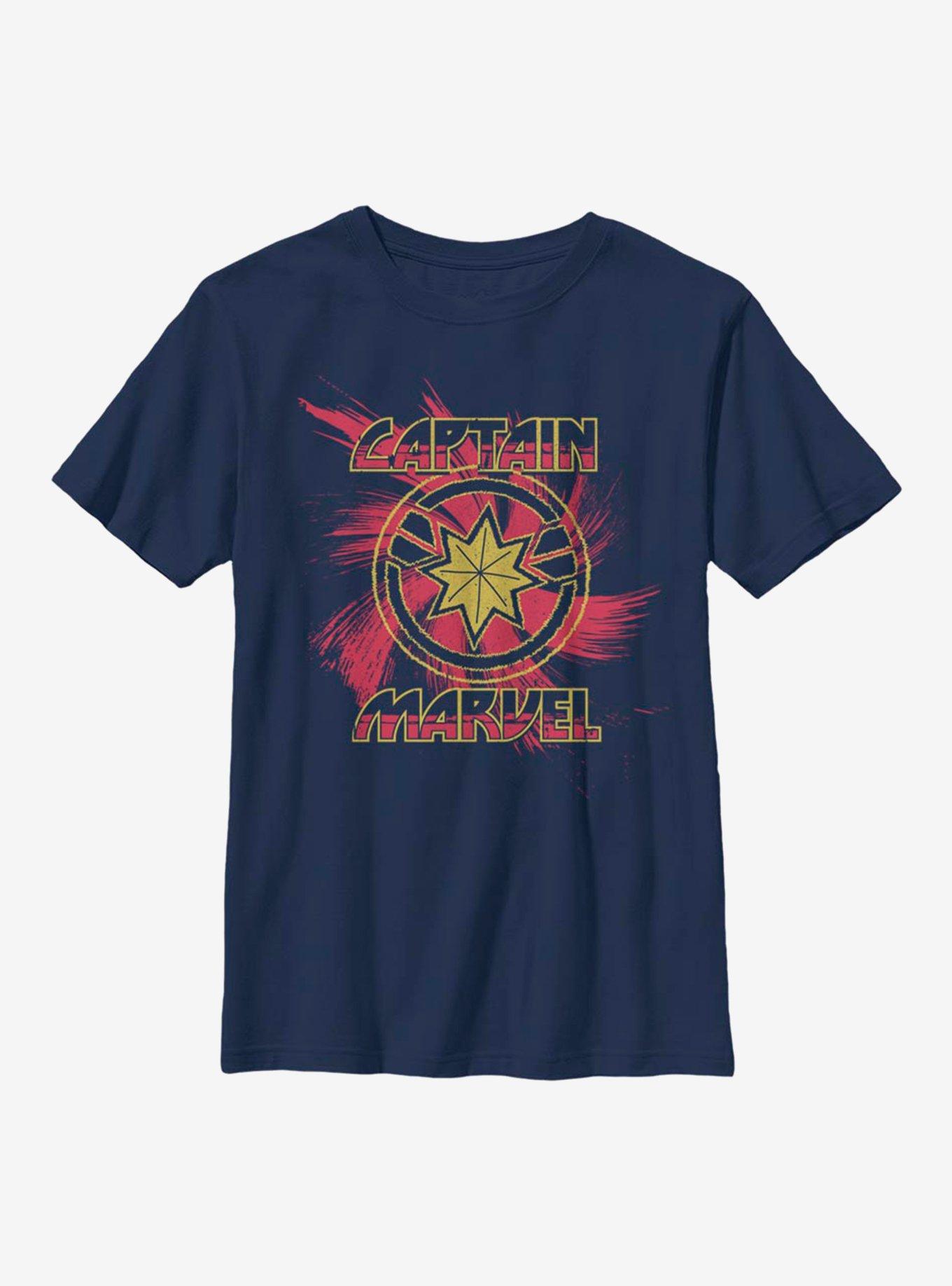Marvel Captain Marvel Swirl Youth T-Shirt, NAVY, hi-res