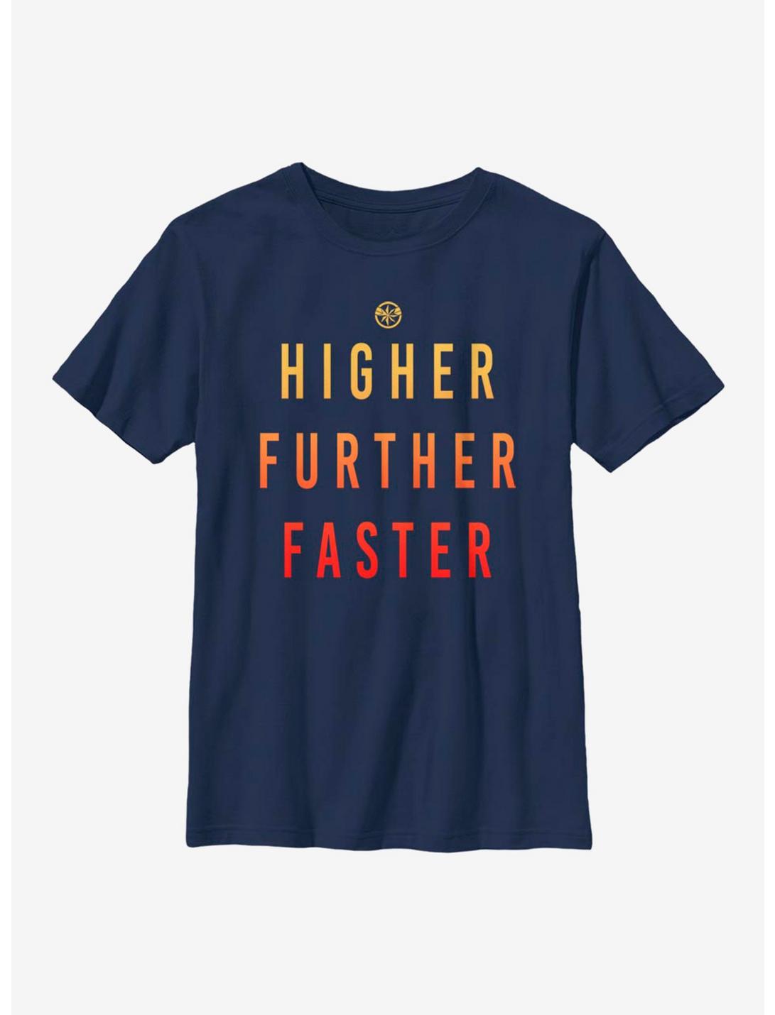 Marvel Captain Marvel Higher Further Faster Youth T-Shirt, NAVY, hi-res