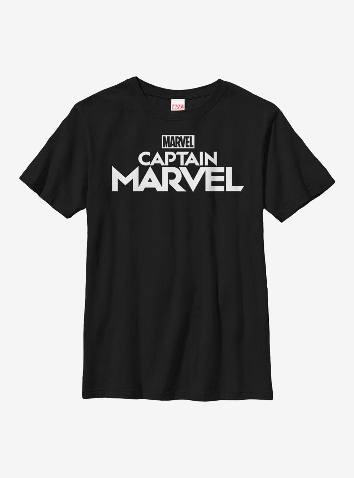 Marvel Captain Marvel Classic Logo Youth T-Shirt, BLACK, hi-res