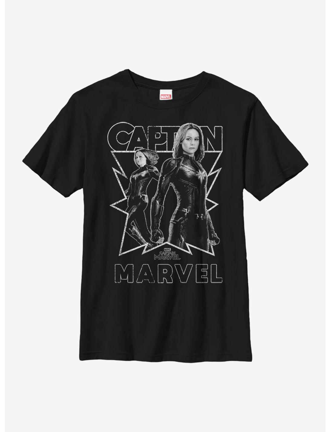 Marvel Captain Marvel Action Pose Youth T-Shirt, BLACK, hi-res