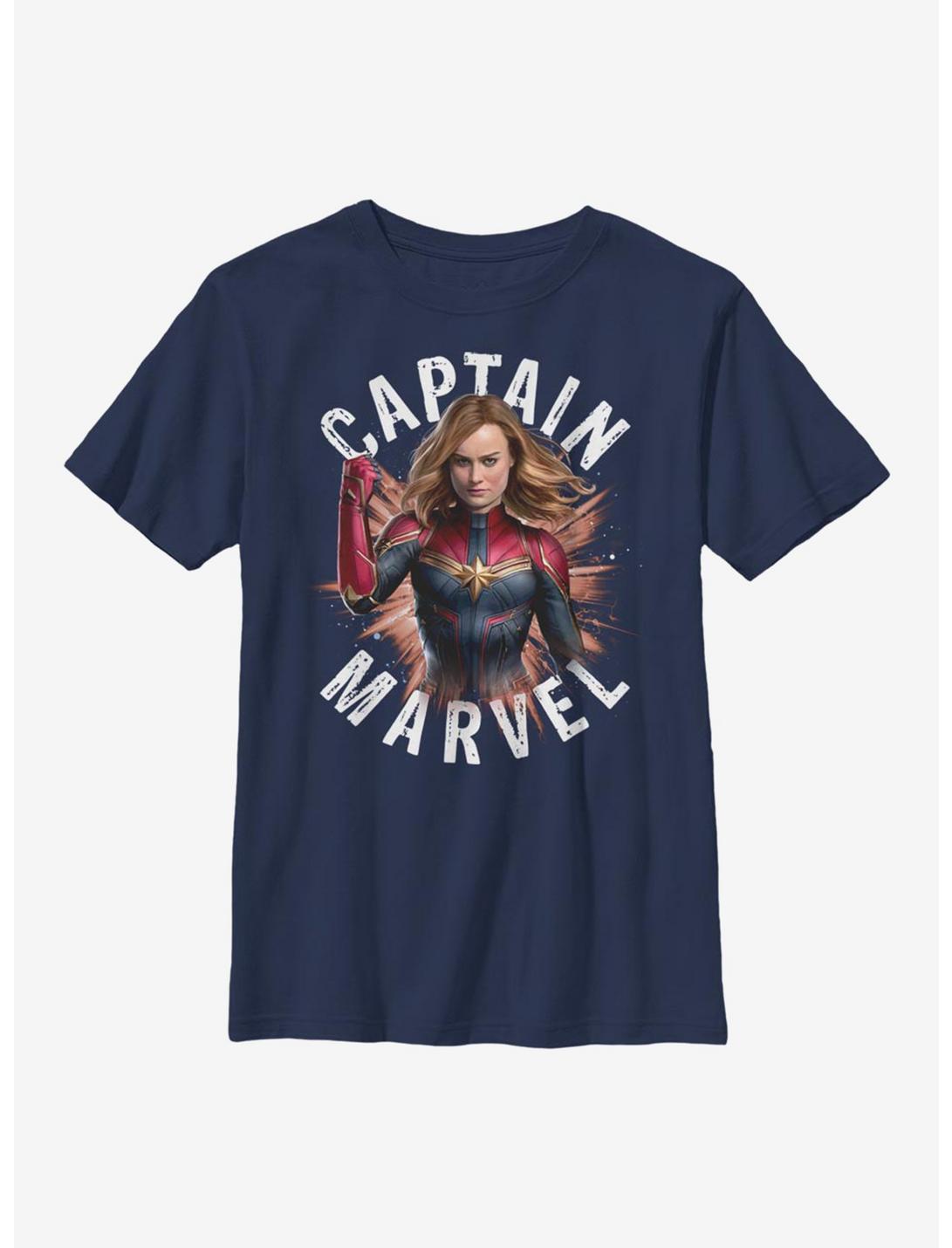 Marvel Captain Marvel Burst Youth T-Shirt, NAVY, hi-res