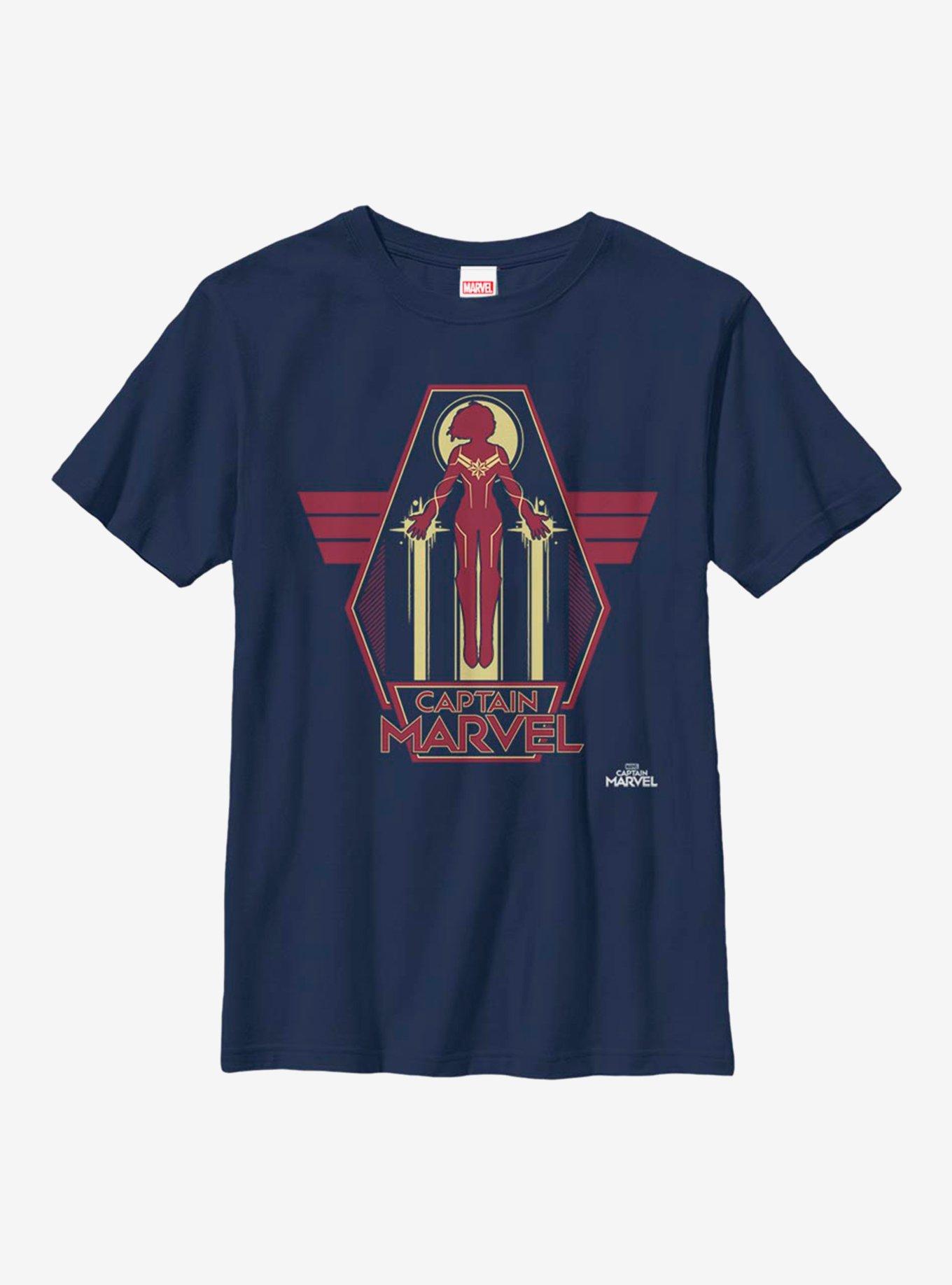 Marvel Captain Marvel Take Flight Youth T-Shirt, NAVY, hi-res