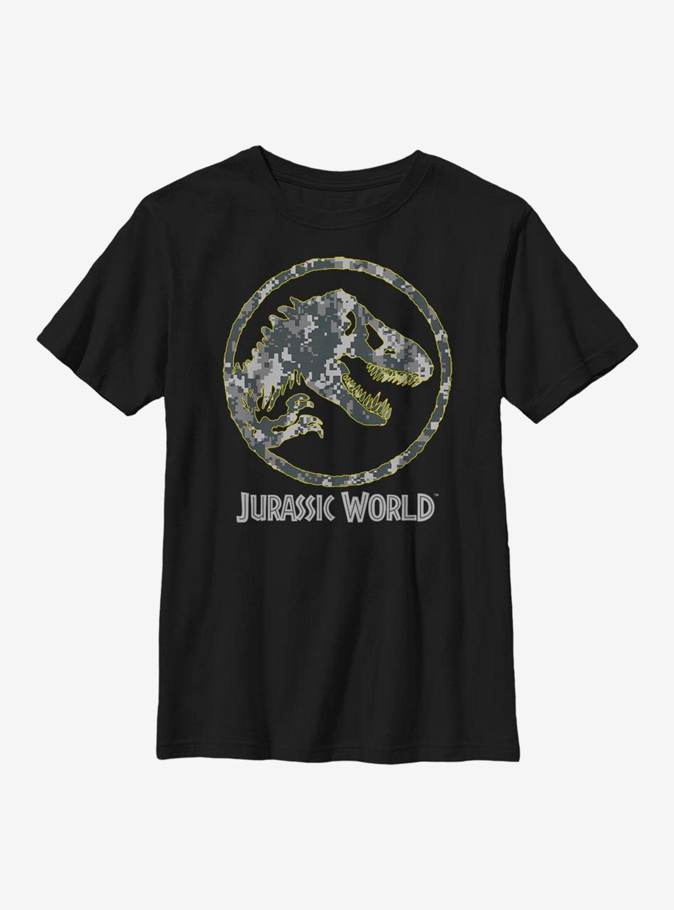Jurassic World Camo Logo Youth T-Shirt - BLACK | BoxLunch