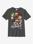 Marvel Captain Marvel Know Your Power Youth T-Shirt, CHAR HTR, hi-res