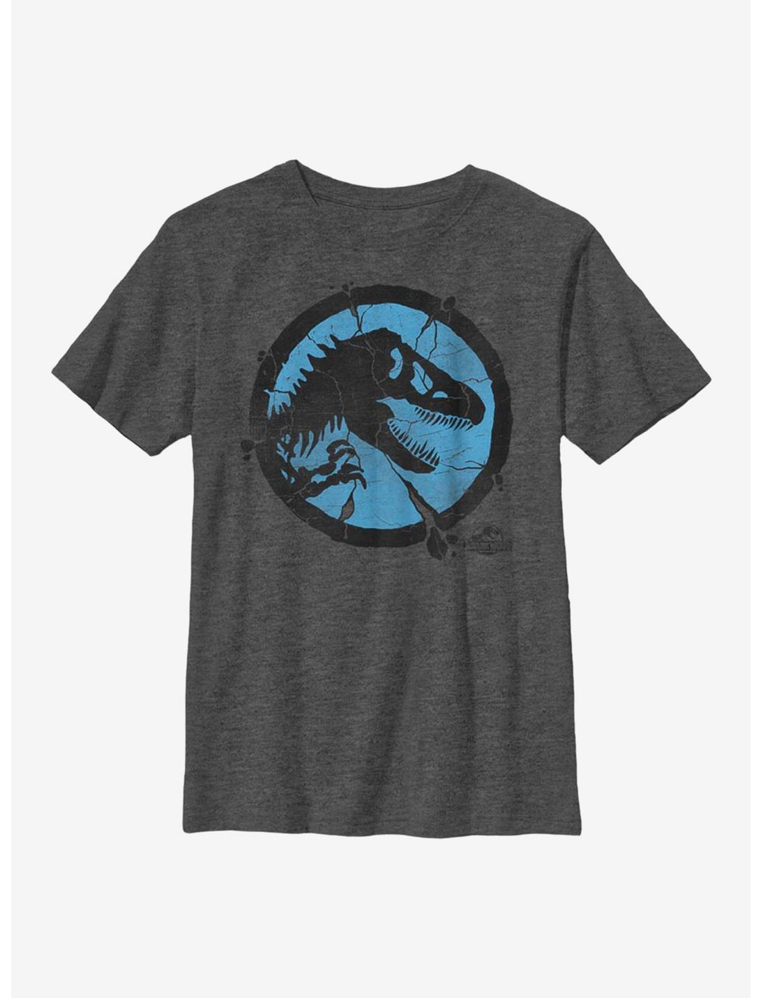 Jurassic World Cracked Logo Youth T-Shirt, CHAR HTR, hi-res