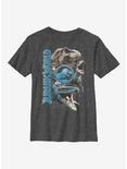 Jurassic World Dino Group Stack Youth T-Shirt, CHAR HTR, hi-res