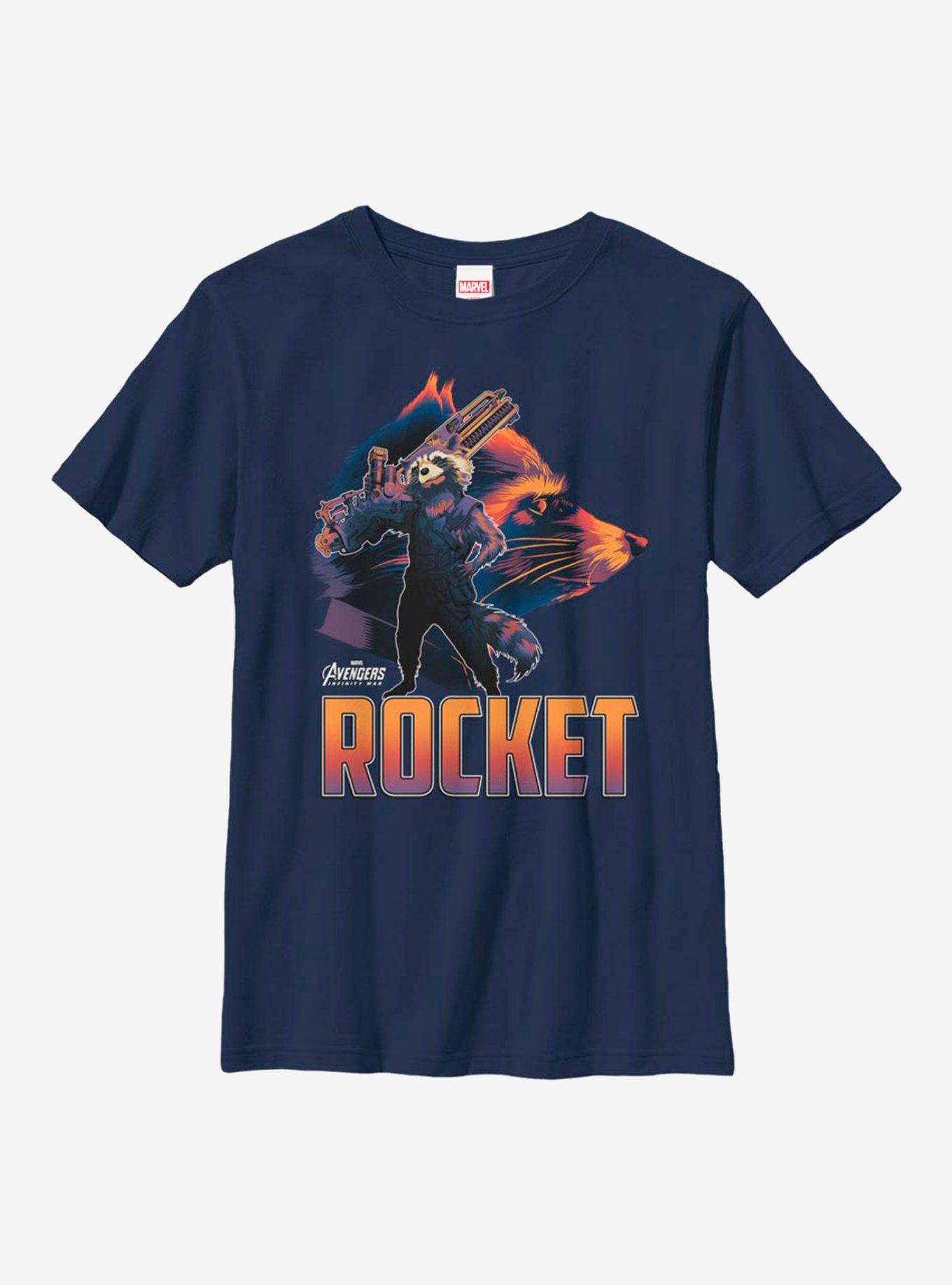 Marvel Guardians Of The Galaxy Rocket Silhouette Youth T-Shirt, NAVY, hi-res