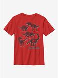 Jurassic World Dino Stencil Youth T-Shirt, RED, hi-res