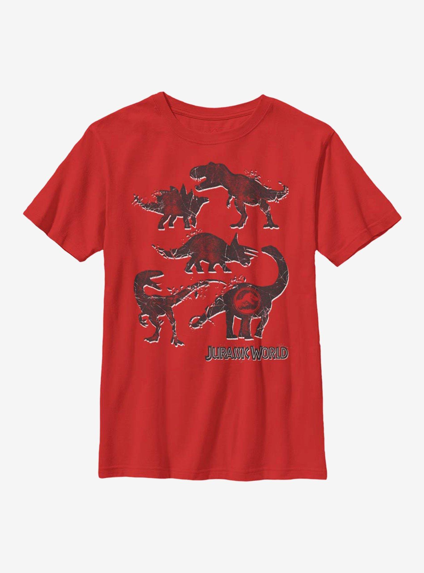 Jurassic World Dino Stencil Youth T-Shirt, RED, hi-res