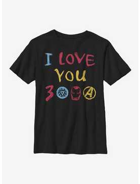 Marvel Iron Man Love You 3000 Hand Drawn Youth T-Shirt, , hi-res