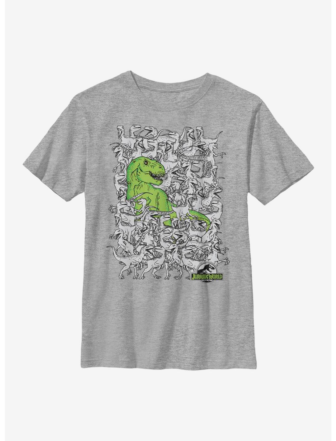 Jurassic World Hidden Rex Youth T-Shirt, ATH HTR, hi-res