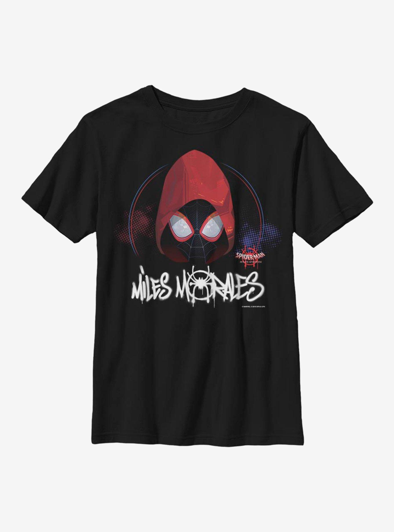 Marvel Spider-Man: Into The Spiderverse Hooded Miles Youth T-Shirt, BLACK, hi-res
