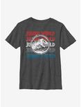 Jurassic World Logo Repeat Youth T-Shirt, CHAR HTR, hi-res