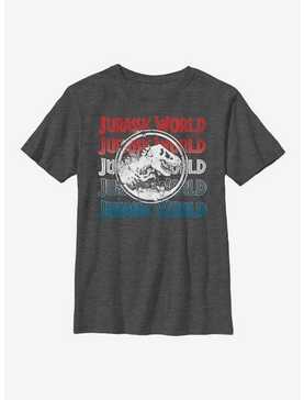 Jurassic World Logo Repeat Youth T-Shirt, , hi-res
