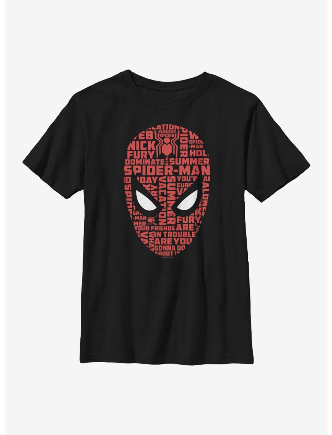 Marvel Spider-Man Spider Script Mask Youth T-Shirt, BLACK, hi-res