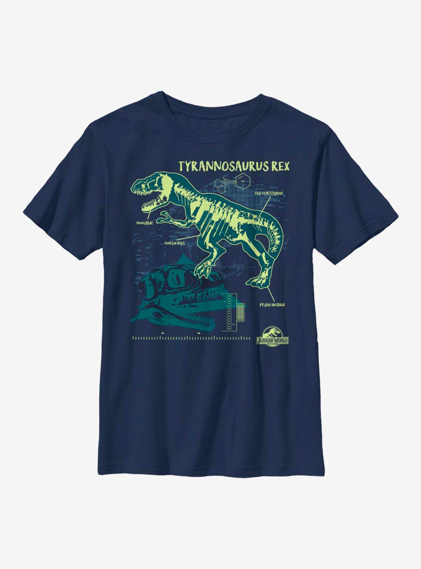 Jurassic World Outline Bones Youth T-Shirt, , hi-res