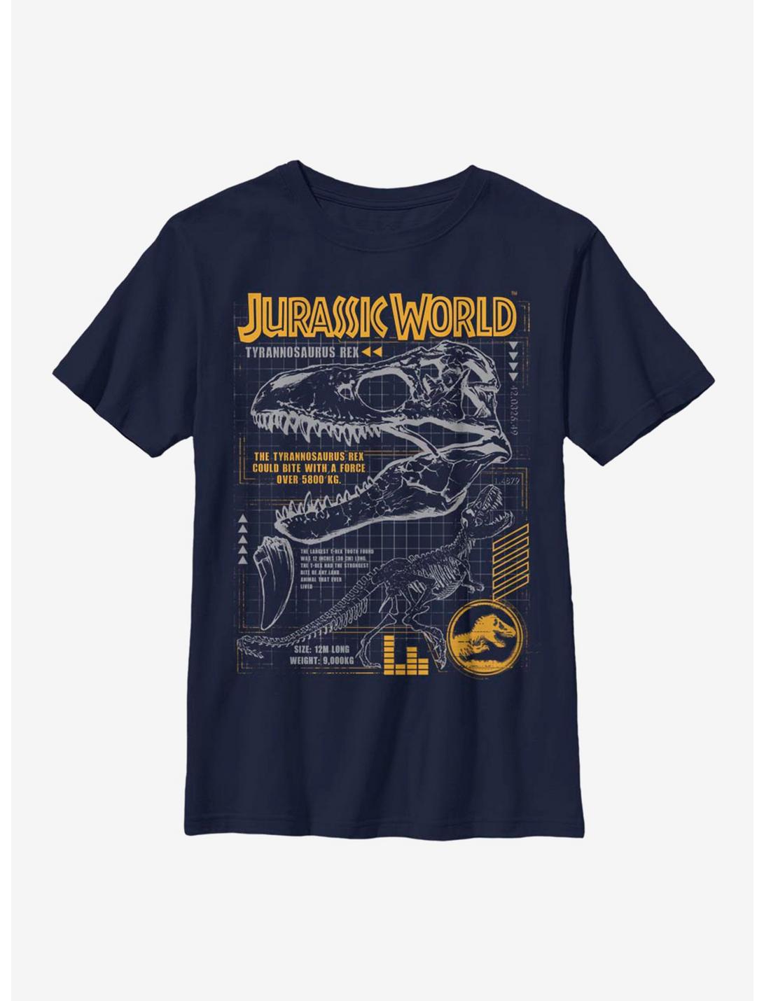 Jurassic World Rex Breakdown Youth T-Shirt, NAVY, hi-res