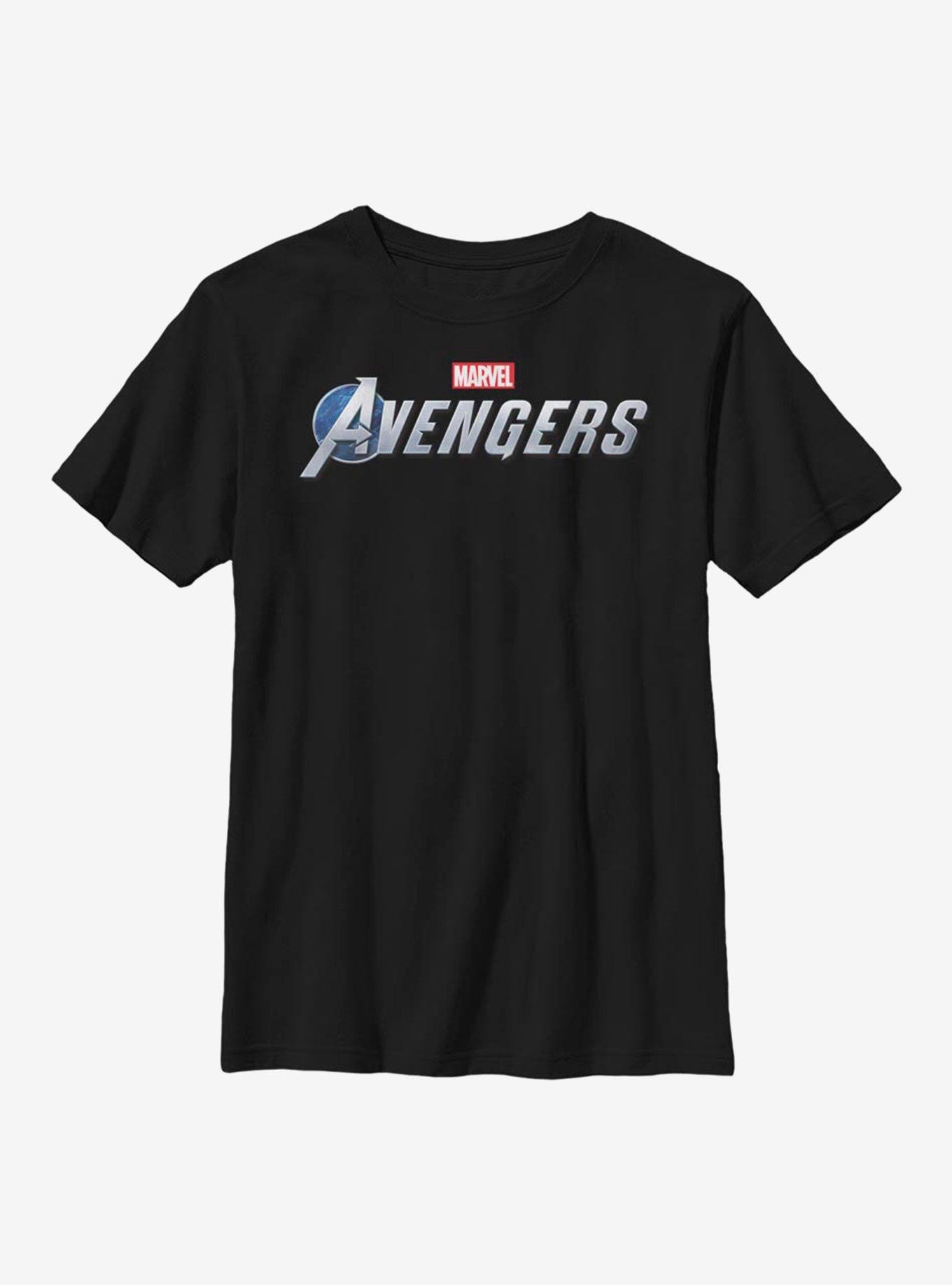 Marvel Avengers Game Brick Logo Youth T-Shirt, BLACK, hi-res