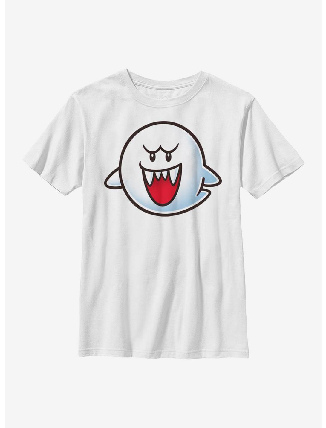 Nintendo Super Mario Boo Face Youth T-Shirt, WHITE, hi-res