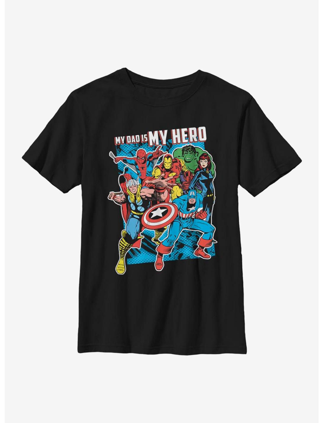 Marvel Avengers Hero Dad Heroes Youth T-Shirt, BLACK, hi-res