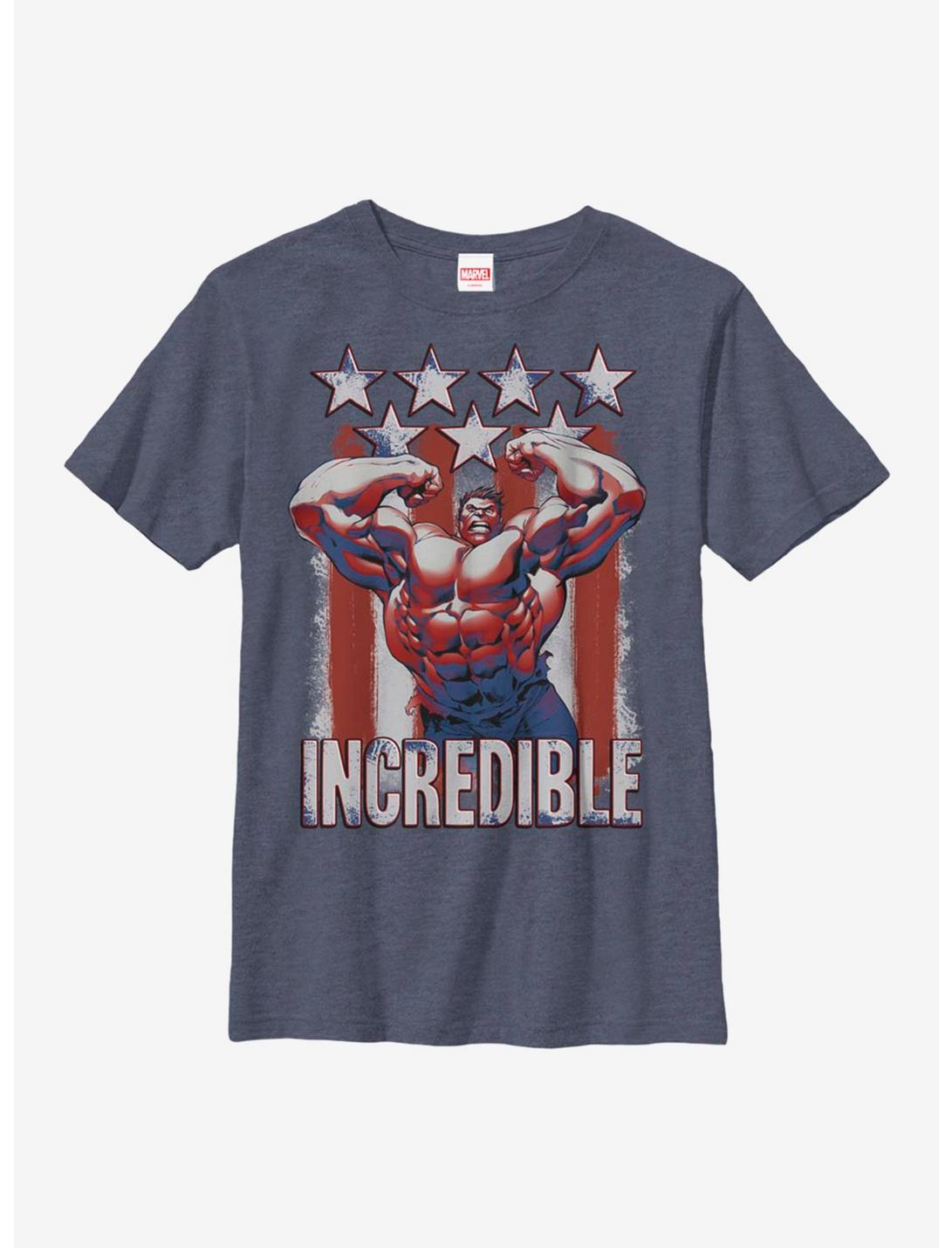 Marvel Hulk Flag Youth T-Shirt, NAVY HTR, hi-res