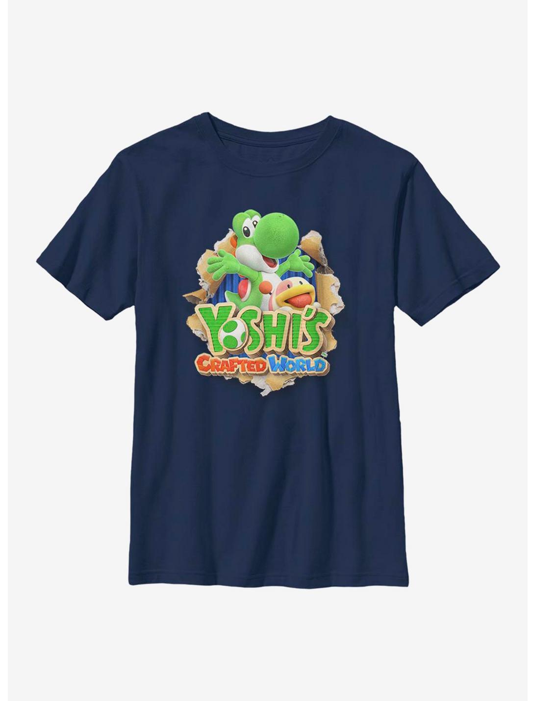 Nintendo Super Mario Character Logo Youth T-Shirt, NAVY, hi-res