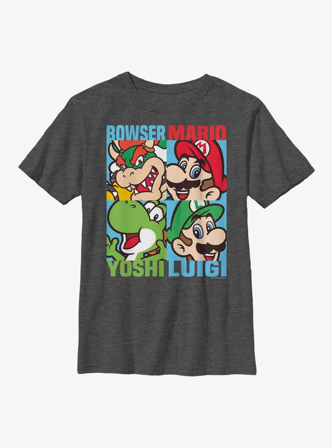 Nintendo Super Mario Color Stacked Zoomed Out Youth T-Shirt, , hi-res