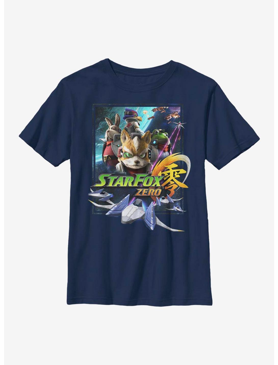 Nintendo Star Fox Fox Poster Youth T-Shirt, NAVY, hi-res