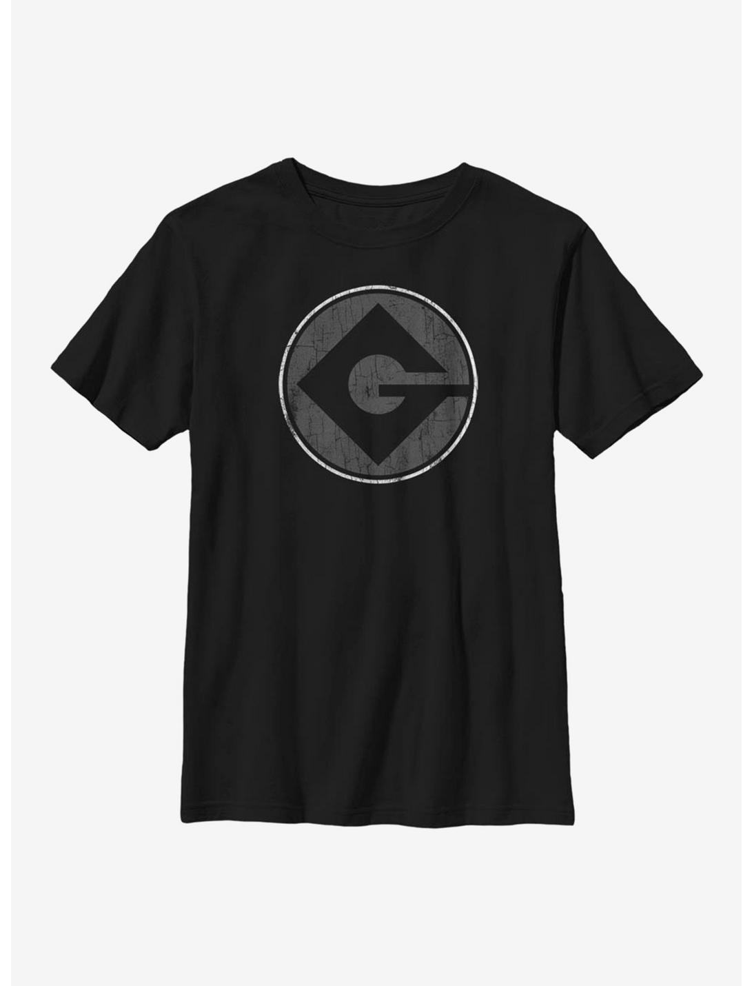 Despicable Me Minions Gru Logo Youth T-Shirt, BLACK, hi-res
