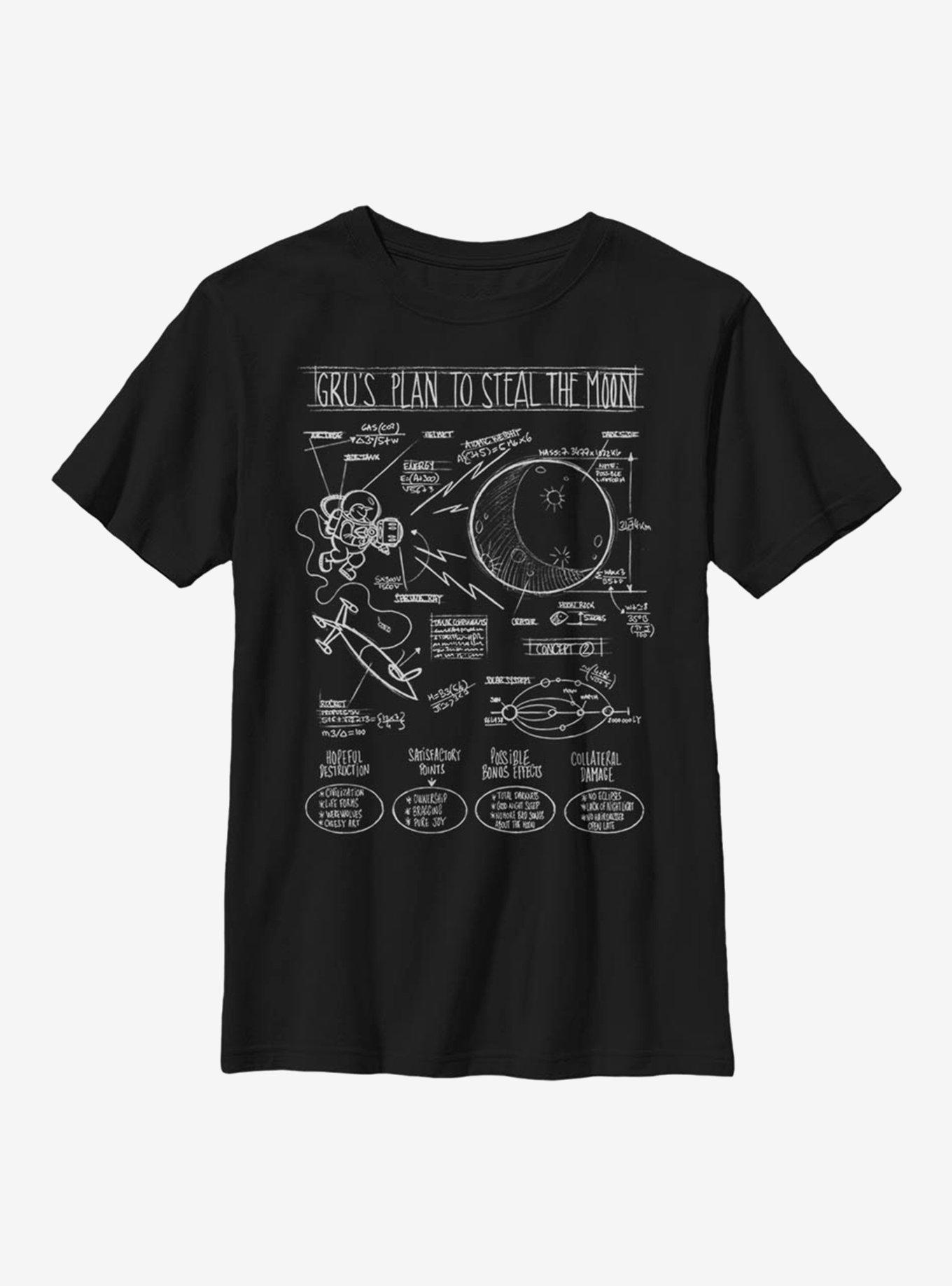 Despicable Me Minions Grus Plans Youth T-Shirt, BLACK, hi-res