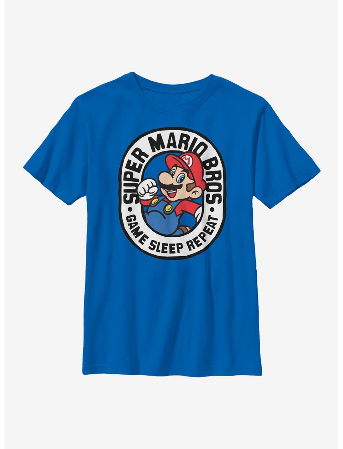 Nintendo Super Mario Game Crest Youth T-Shirt, ROYAL, hi-res