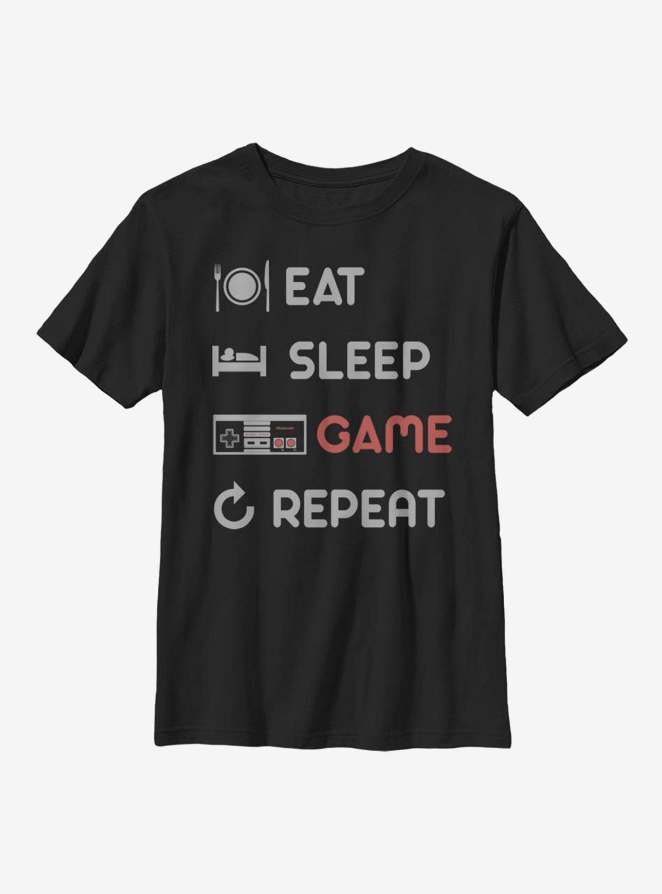 Nintendo Game Repeat Youth T-Shirt, BLACK, hi-res