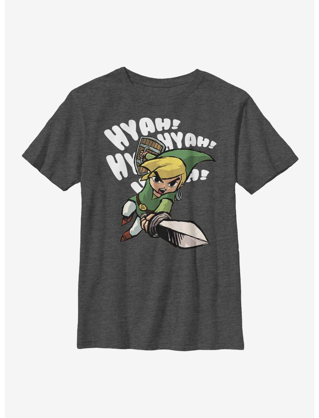 Nintendo The Legend Of Zelda Hyah Hyah Youth T-Shirt, CHAR HTR, hi-res