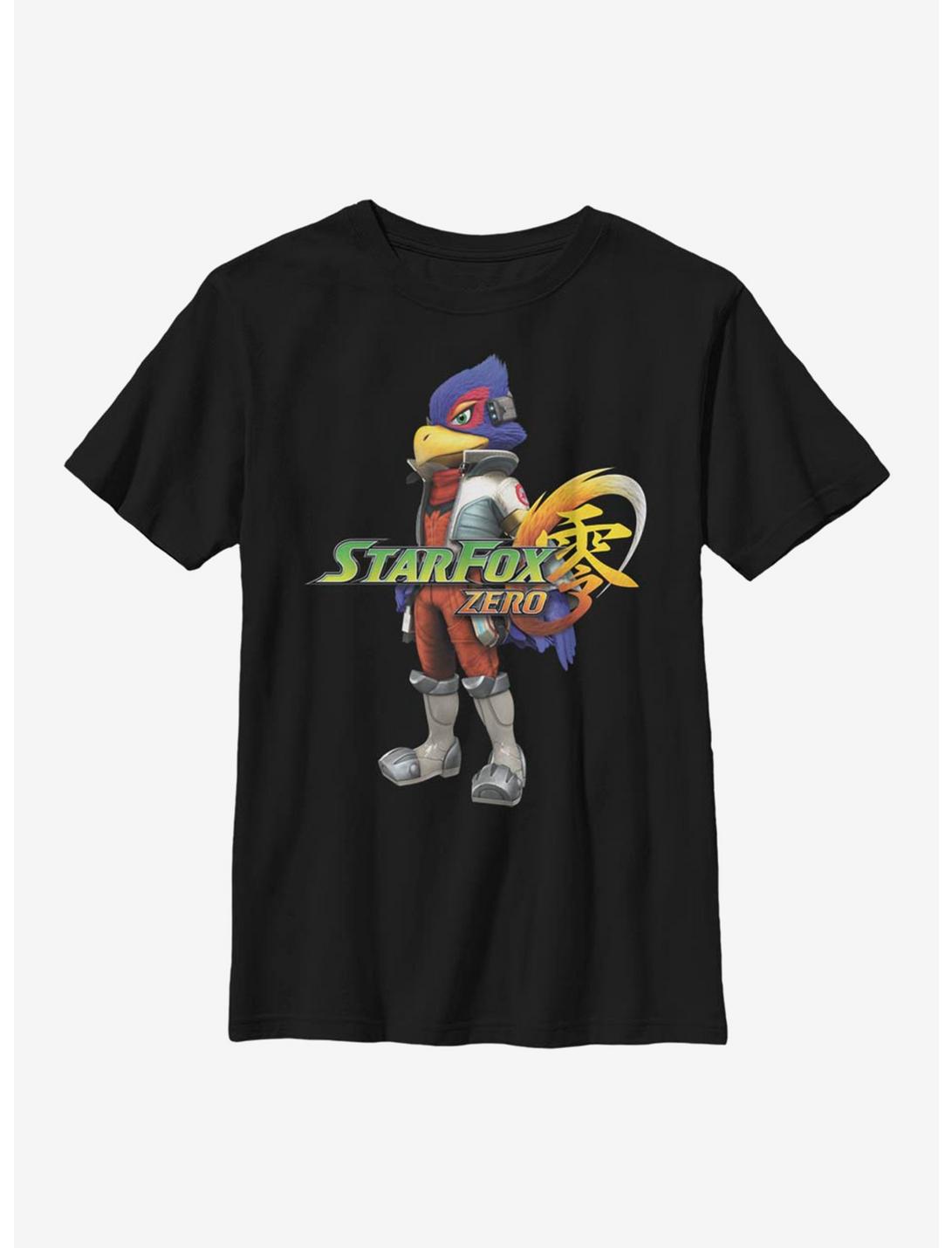 Nintendo Star Fox Logo Falco Youth T-Shirt, BLACK, hi-res