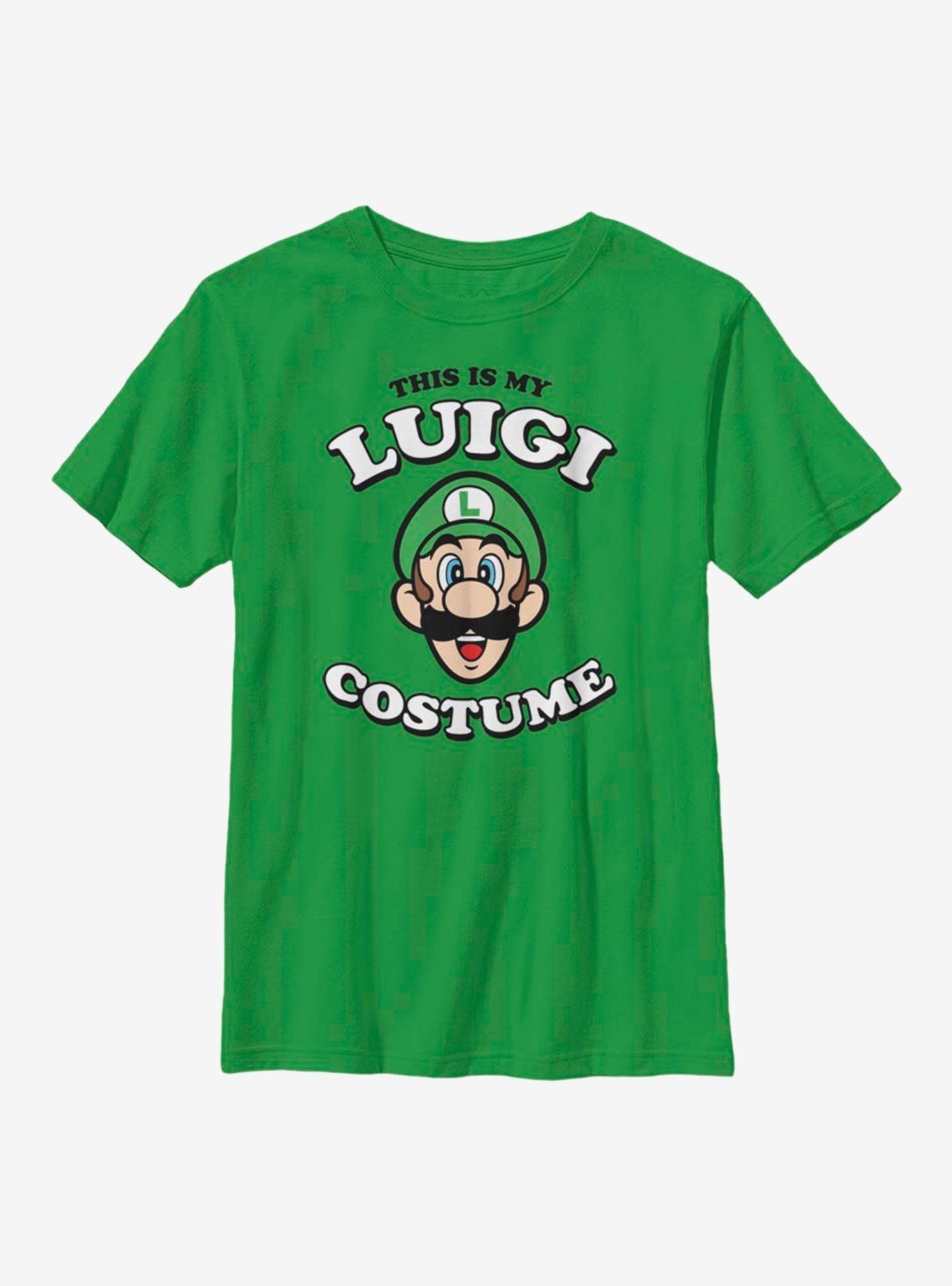 Nintendo Super Mario Luigi Costume Youth T-Shirt, KELLY, hi-res