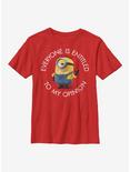 Despicable Me Minions My Opinion Youth T-Shirt, RED, hi-res