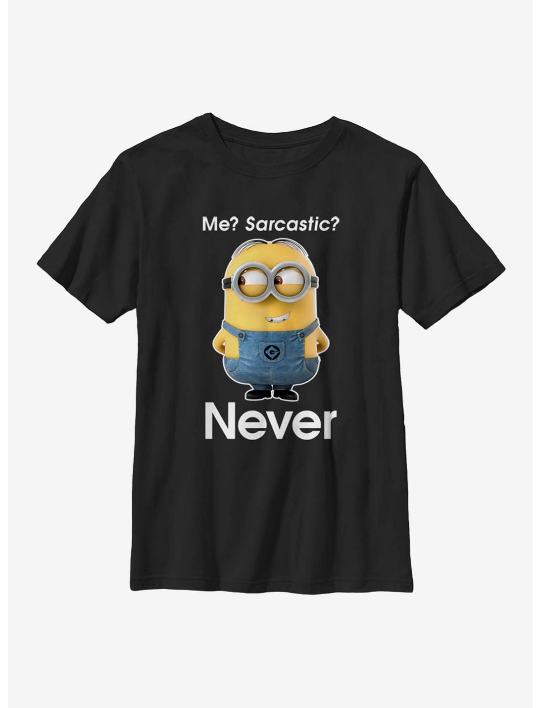 Despicable Me Minions Never Sarcastic Youth T-Shirt, BLACK, hi-res