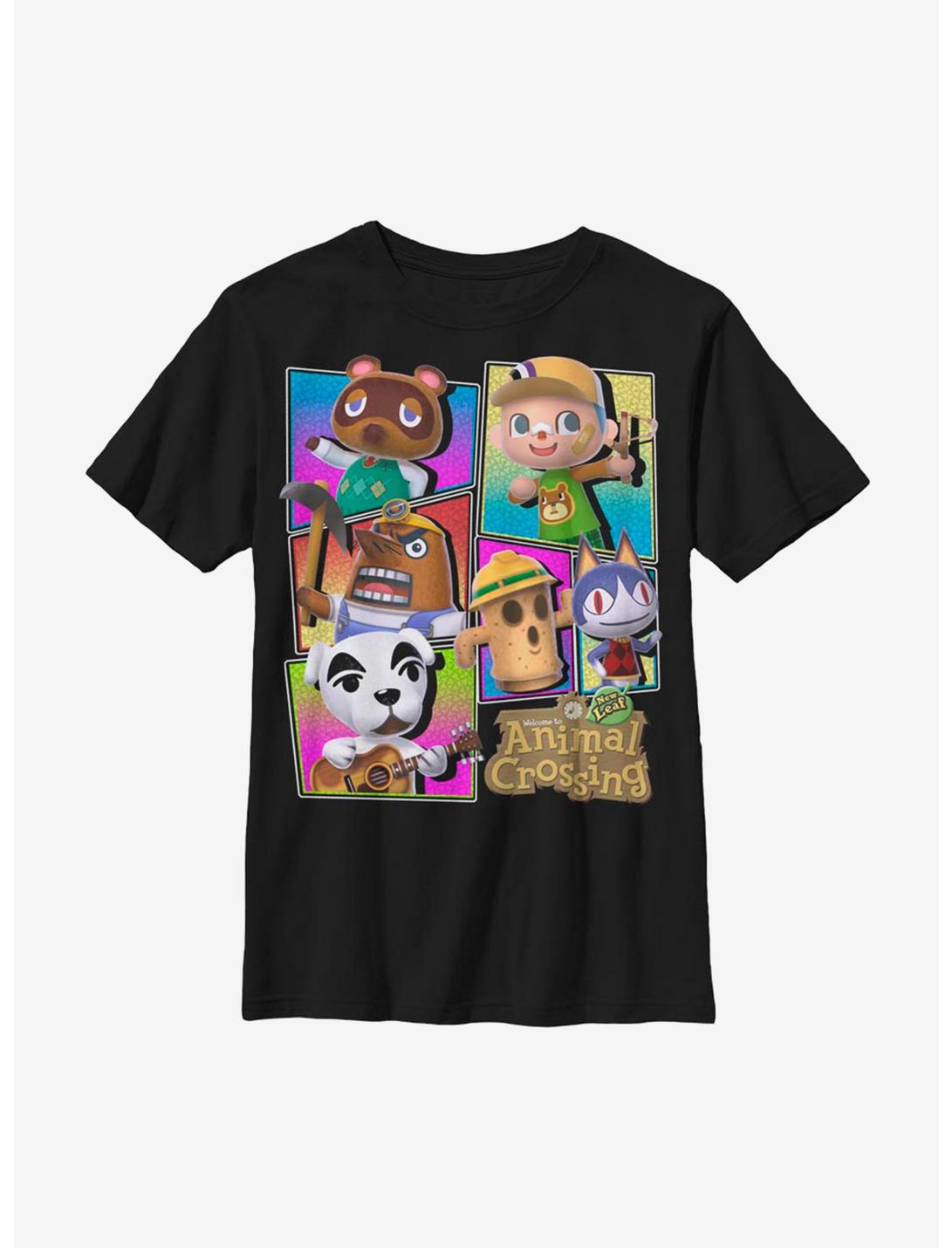 Nintendo Animal Crossing Characters Youth T-Shirt, BLACK, hi-res