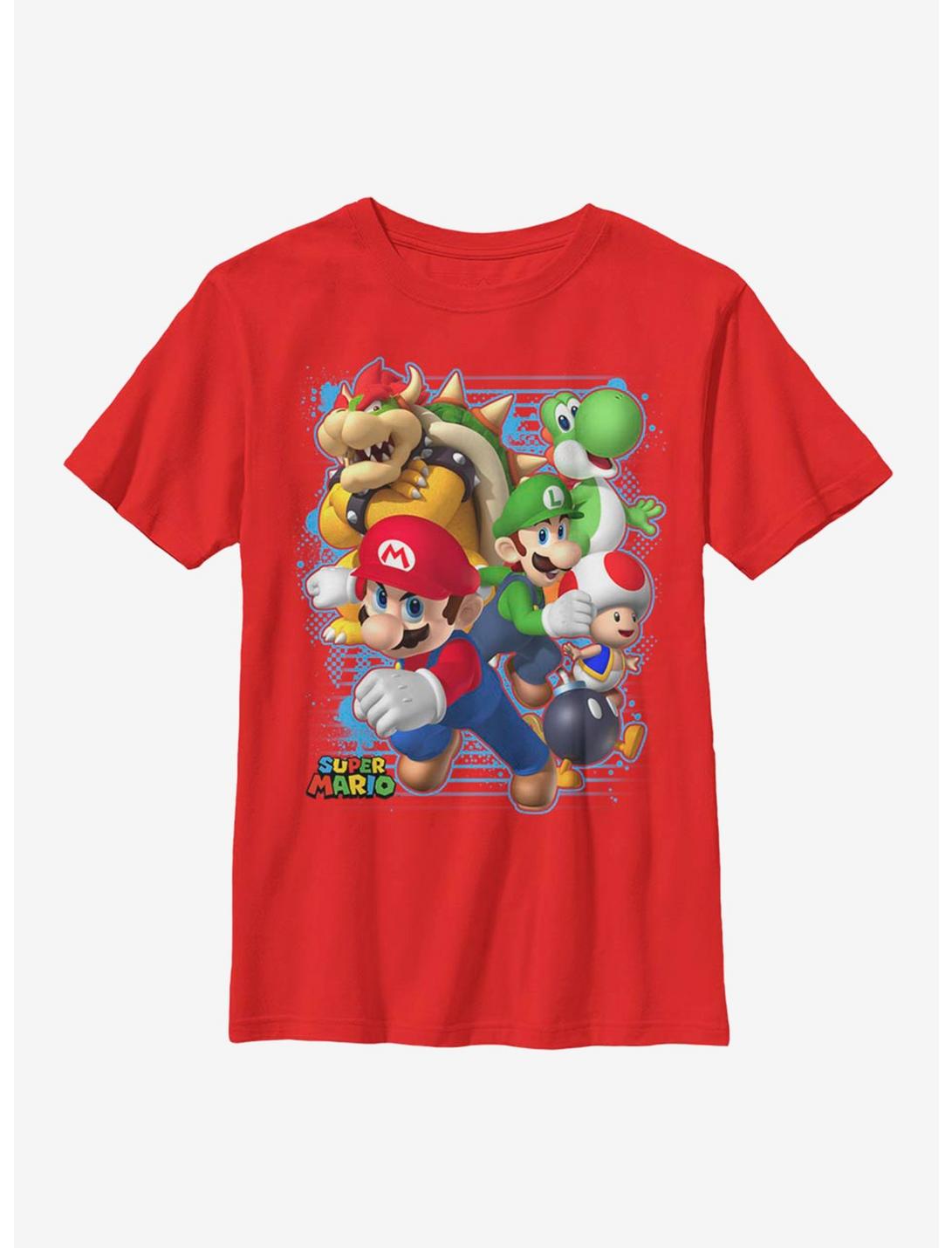 Nintendo Super Mario Blast Out Youth T-Shirt, RED, hi-res