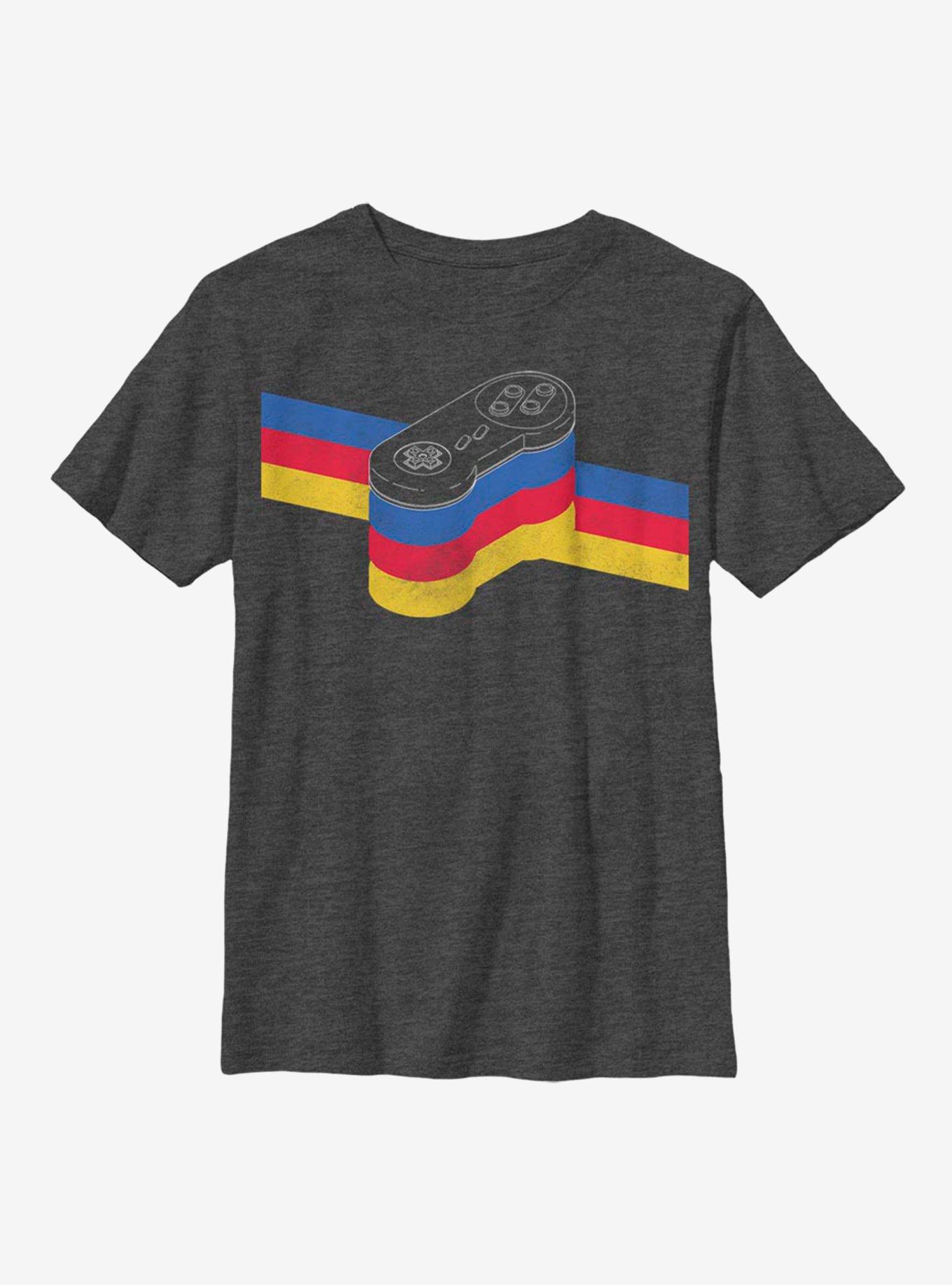Nintendo Super Mario Stripe Control Youth T-Shirt, CHAR HTR, hi-res